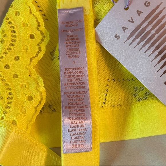 Savage X Fenty Women's Size 1X Bombshell Broderie Lace Halter Bralette Yellow - Picture 4 of 12